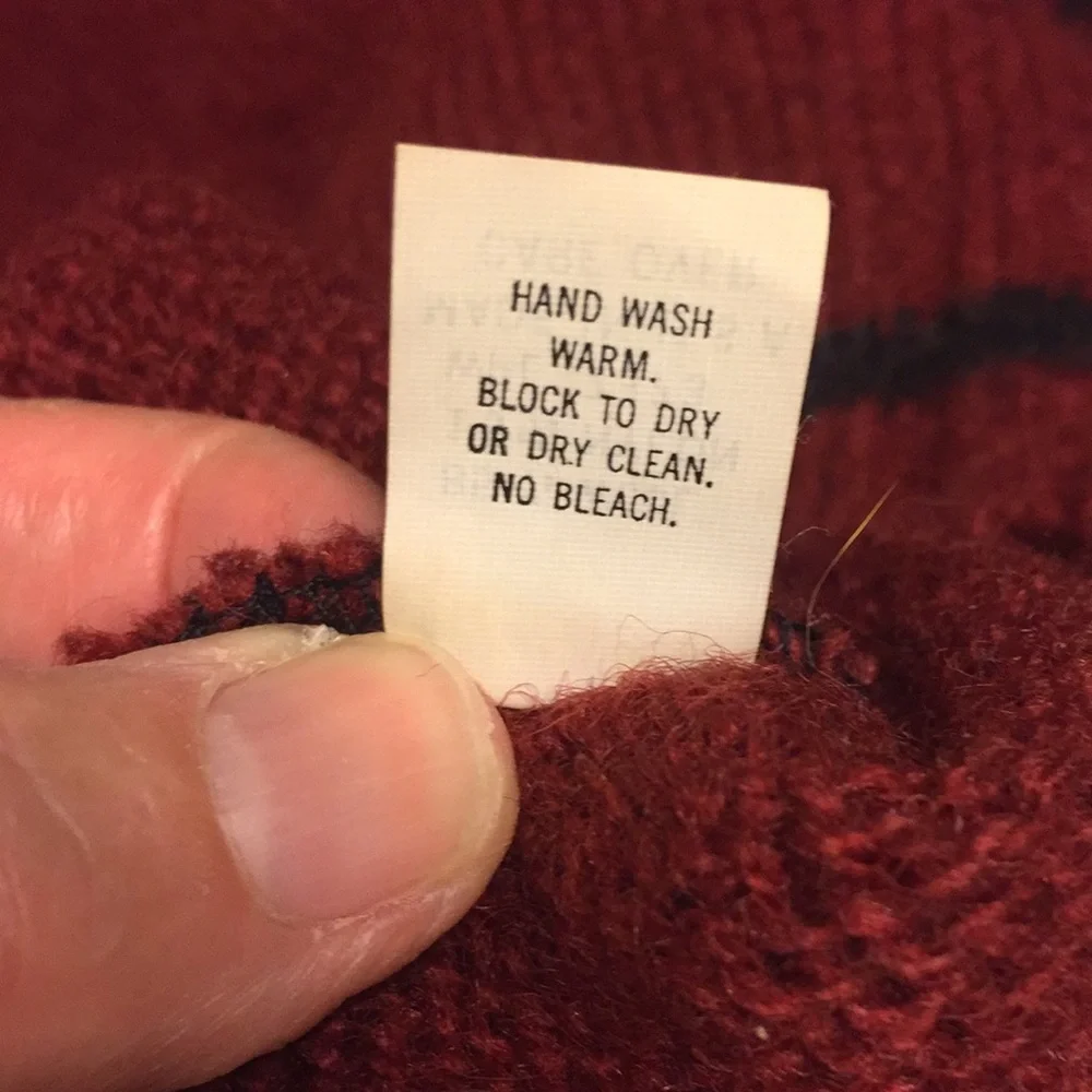 Vintage Navy and Burgundy Wool Blend Sweater Size Medium